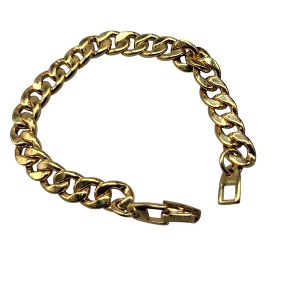 Napier Bracelet Patent Number Gold Plated Flat Cuban Link Size 7 Vintage - Picture 8 of 10